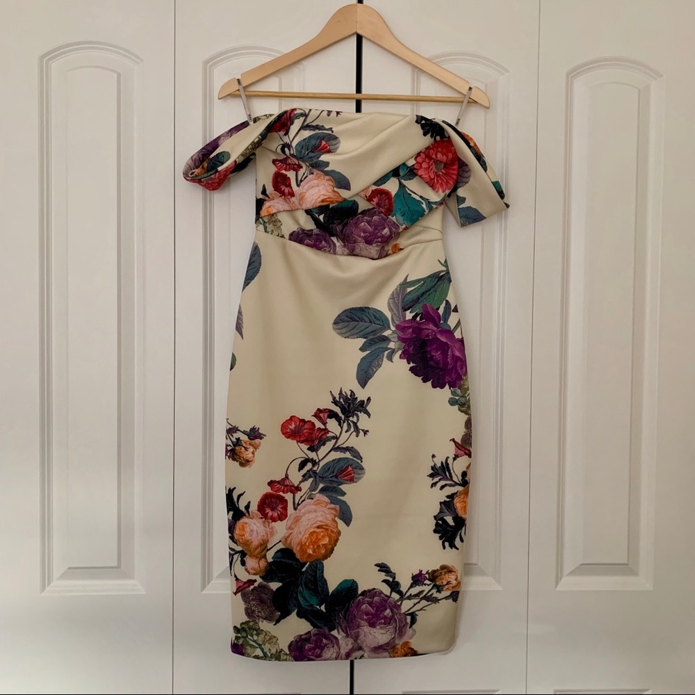 Off-Shoulder Floral Midi Dress
